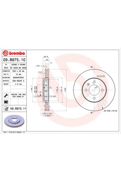 Disco freno brembo 65-09.B975.11