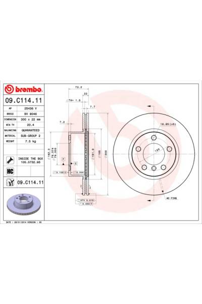 Disco freno brembo 65-09.C114.11