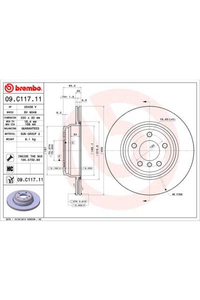 Disco freno brembo 65-09.C117.11