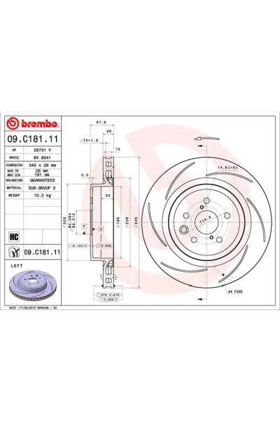 Disco freno brembo 65-09.C181.11