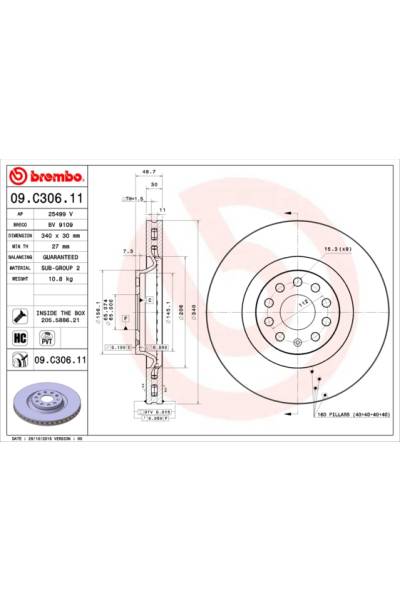 Disco freno brembo 65-09.C306.11