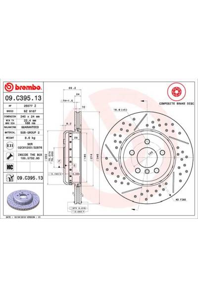 Disco freno brembo 65-09.C395.13