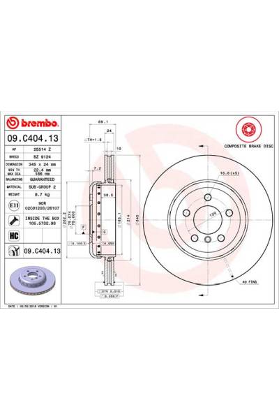 Disco freno brembo 65-09.C404.13