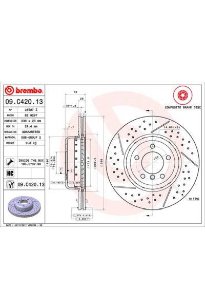 Disco freno brembo 65-09.C420.13