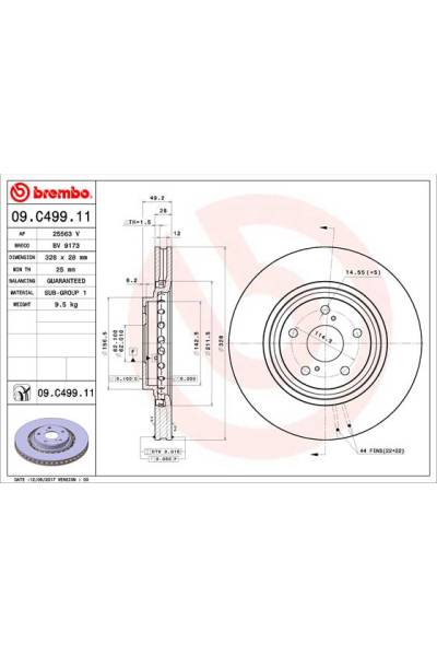 Disco freno brembo 65-09.C499.11