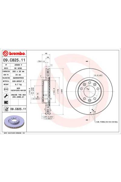 Disco freno brembo 65-09.C825.11