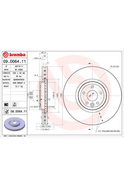 Disco freno brembo 65-09.D064.11