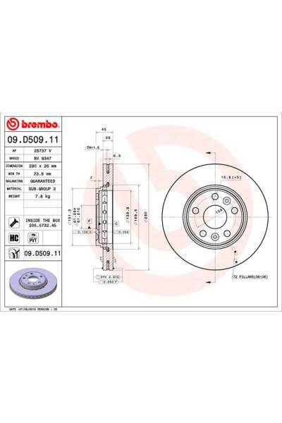 Disco freno brembo 65-09.D509.11