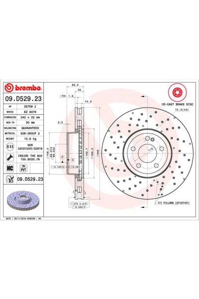 Disco freno brembo 65-09.D529.23