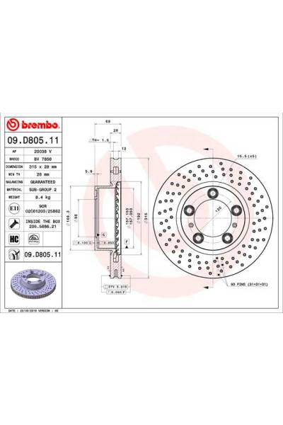 Disco freno brembo 65-09.D805.11