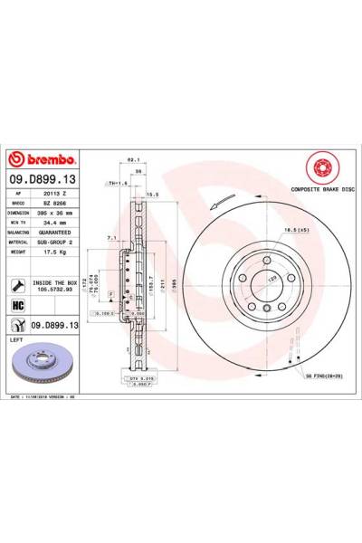 Disco freno brembo 65-09.D899.13