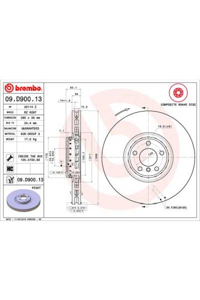 Disco freno brembo 65-09.D900.13