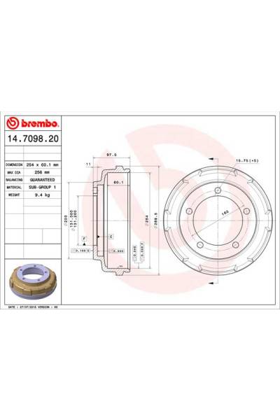 Tamburo del freno brembo 65-14.7098.20