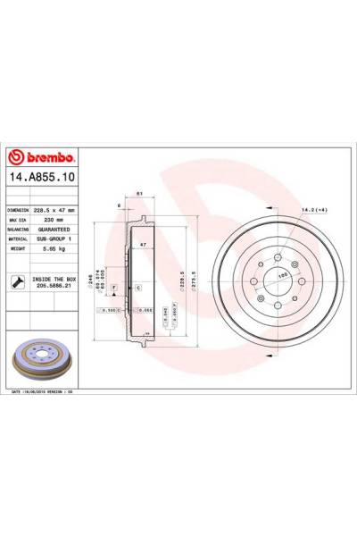 Tamburo del freno brembo 65-14.A855.10