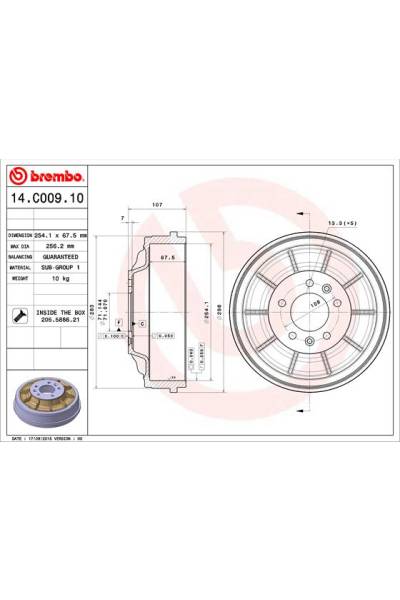 Tamburo del freno brembo 65-14.C009.10