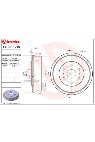 Tamburo del freno brembo 65-14.C011.10