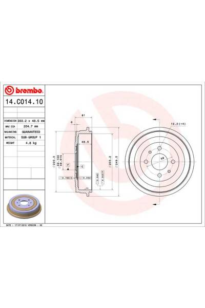 Tamburo del freno brembo 65-14.C014.10