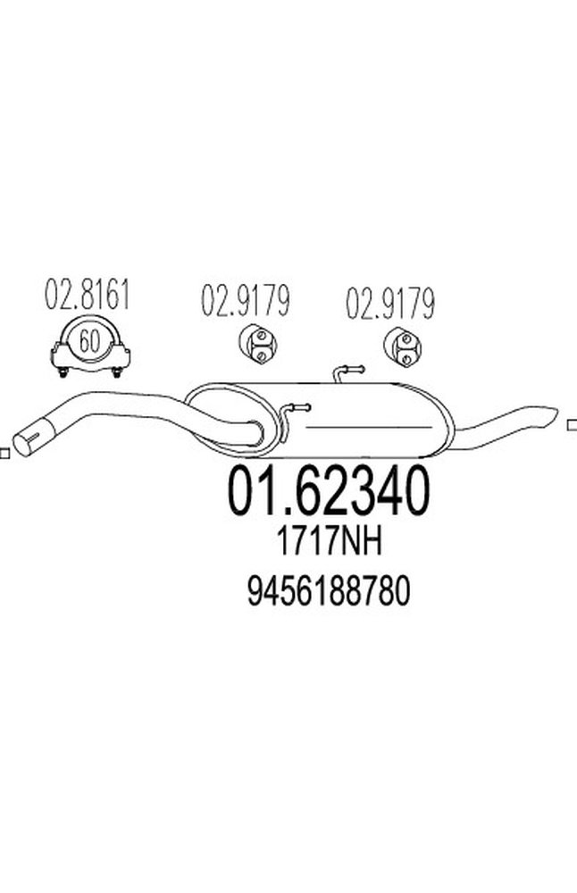 silenziatore posteriore mts 01.62340