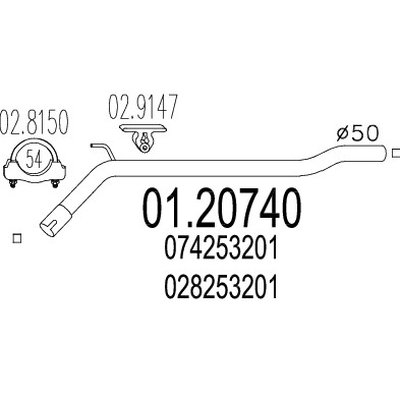 tubo gas scarico mts 01.20740