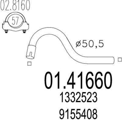 tubo gas scarico mts 01.41660