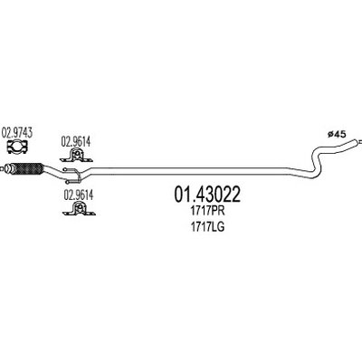 tubo gas scarico mts 01.43022