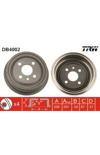 Tamburo freno TRW 161-DB4002