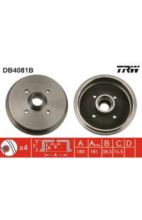 Tamburo freno TRW 161-DB4081B