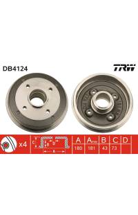 Tamburo freno TRW 161-DB4124