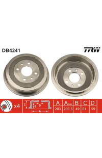 Tamburo freno TRW 161-DB4241