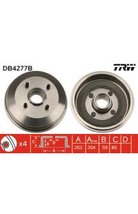 Tamburo freno TRW 161-DB4277B