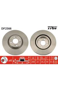 Disco  freno TRW 161-DF2566