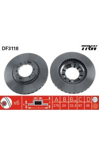 Disco  freno TRW 161-DF3118