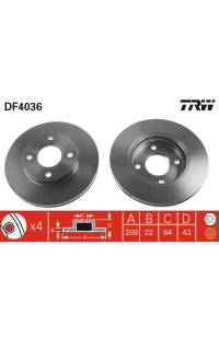 Disco  freno TRW 161-DF4036