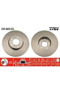 Disco  freno TRW 161-DF4852S