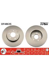 Disco  freno TRW 161-DF4863S