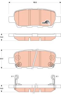 Kit pastiglie freno, Freno a disco TRW 161-GDB3507