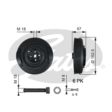 Puleggia cinghia, Albero a gomiti GATES 33-TVD1033A