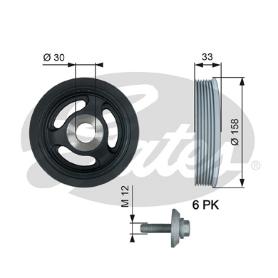 Puleggia cinghia, Albero a gomiti GATES 33-TVD1061A